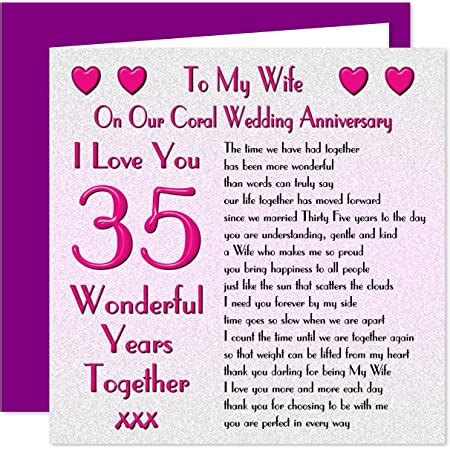 My Wife Th Wedding Anniversary Card On Our Coral Anniversary