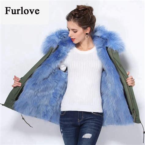 Natural Raccoon Fur Collar Hooded Real Fur Lined Parka Winter Coat