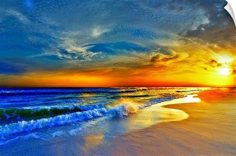 Red Orange Blue Sunset Beach Sea Waves Blue Sunset Beach Sunset Sunset Pictures