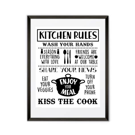 Kitchen Rules Sign Kitchen Rules Instant Download Kitchen Etsy Ireland