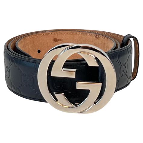 Gucci Guccissima Midnight Blue Interlocking Gg Belt Size 9036 41192