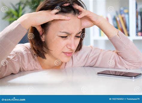 Angry Girl Waiting For A Mobile Phone Call Stock Photo Image Of