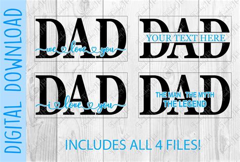 Dad Tile Bundle Svg Png Eps Digital File Set Of 4 Etsy