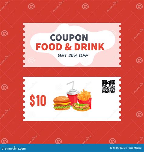 Food And Drink Coupon Ticket Graphics Design Vector Illustration Stock