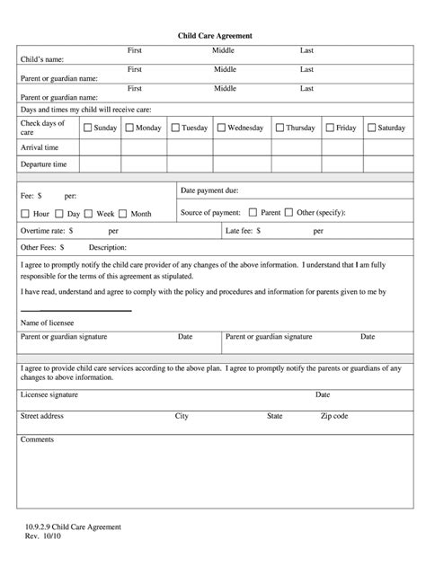 Use our childcare professional development clock hours for most us states continuing. Daycare Contract Template - Fill Online, Printable ...