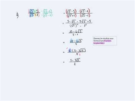 Racines Carr Es Rendre Rationnel Le D Nominateur Youtube