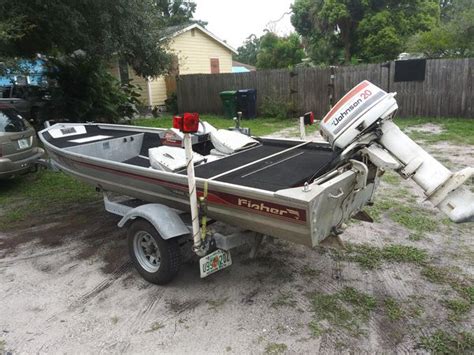 1986 Fisher 3 V 16ft Aluminum Flats Boat With 35 Horsepower Johnson For