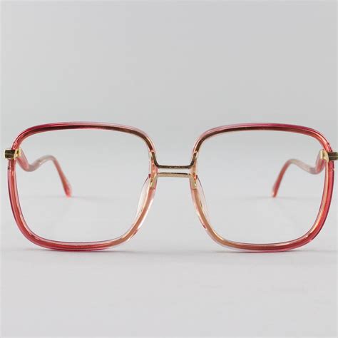 vintage eyeglasses 70s glasses square pink eyeglass frame etsy
