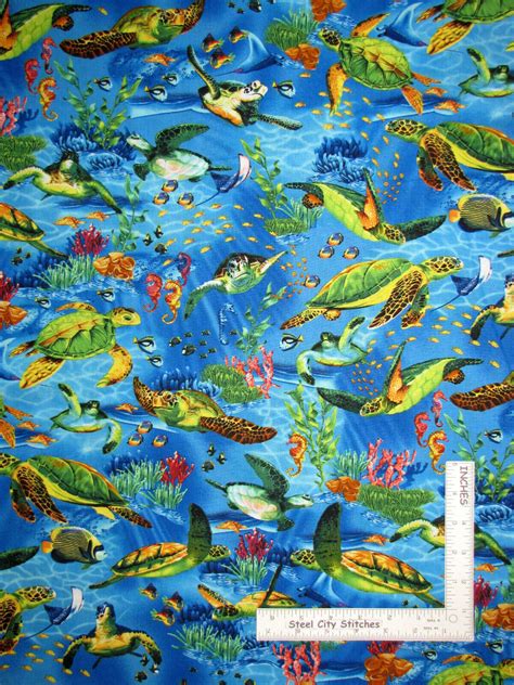 Seaturtles Sea Turtles Fabric Fish Ocean Cotton Timeless Treasures