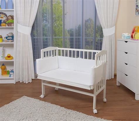 Waldin Baby Bedside Cot Co Sleeping Height Adjustablewhite Painted 16