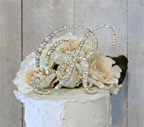 Pearl And Crystal Gold Or Silver Wedding Cake Toppers Rhinestone Pearl