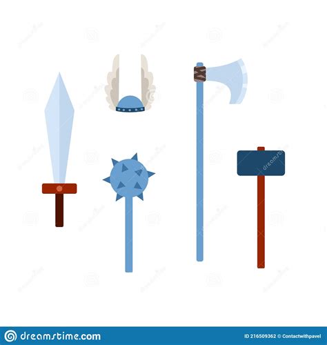 Set Viking Armas Y Armaduras Escandinavas Ilustraciones De Vectores