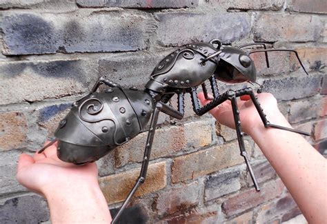 Metal Sculpture Ant Steampunk Insect Figurine Art Recycling Etsy