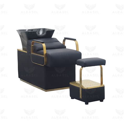 Salon Hair Washing Chair Black And Gold Albasel Cosmetics