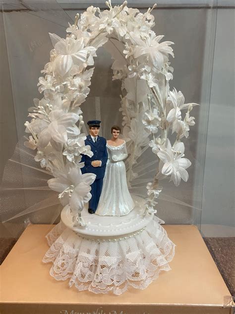 Vintage Air Force Bride And Groom Wedding Cake Topper