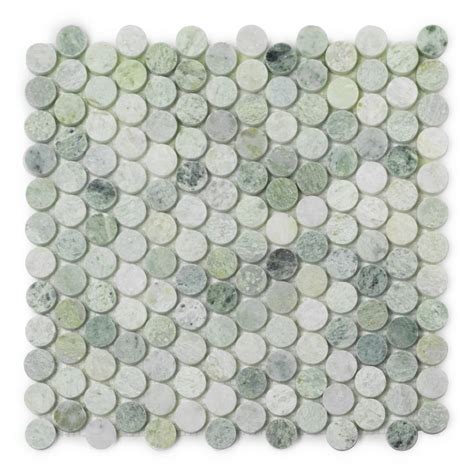 Buy Free Shipping Caribbean Green 1 Penny Round Polished Marble Mosaic Marble Mosaic