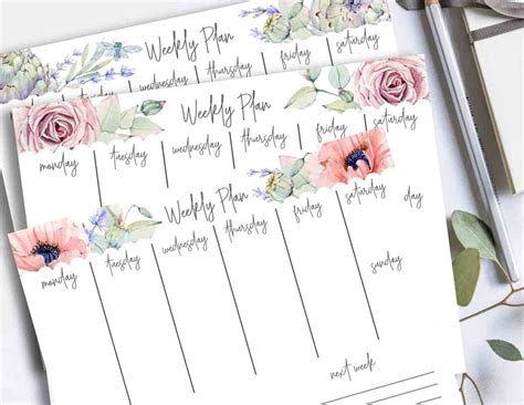 5 Free Printable Floral Weekly Planners To Crush Your Goals A