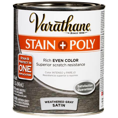 Varathane 1 Qt Weathered Gray Satin Water Based Interior Wood Stain