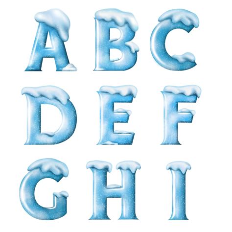 Frozen Font Ice Alphabet Clipart Winter Blue Letters With Etsy