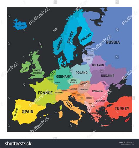 Map Europe Colors Rainbow Spectrum European Stock Vector Royalty Free