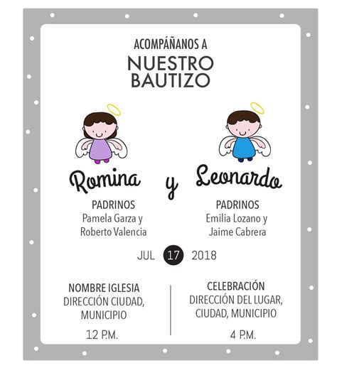 Invitaciones De Bautizo Para Niño Y Niña Juntos Para Editar