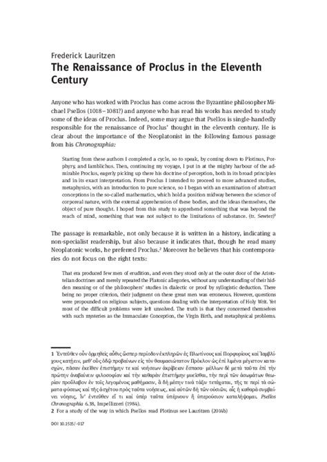 (PDF) The Renaissance of Proclus in the Eleventh Century in D. Butorac, D. Layne, Proclus and ...