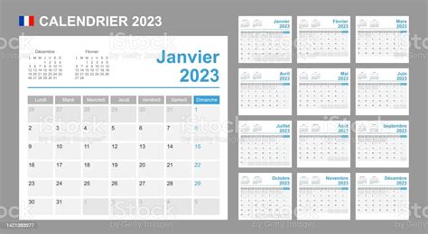 Vetores De Calendário Francês Para 2023 A Semana Começa Na Segundafeira