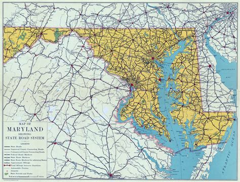 Large Scale Detailed Road Sysytem Map Of Maryland State 1937