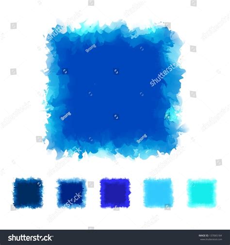 Set Blue Tone Watercolor Square Shape Stock Vector 137065184 Shutterstock