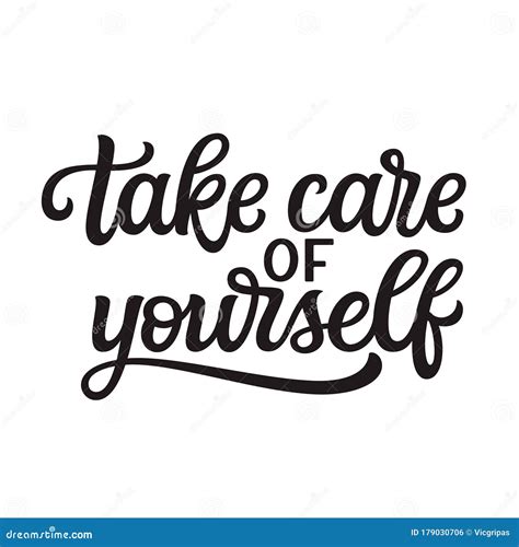 Take Care Of Yourself Lettering Stock Vector Illustration Of Health
