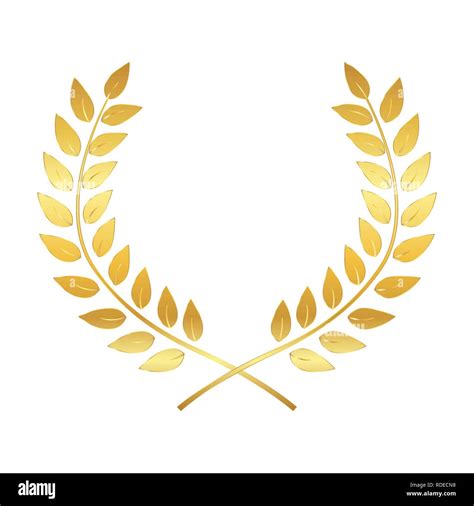 Premio De Oro Corona De Laurel Ganador Leaf Label Símbolo De La