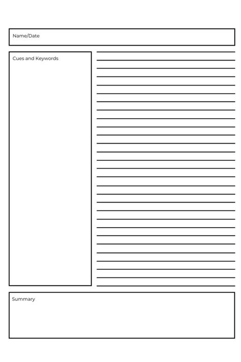 Cornell Note Taking Template Note Taking Printable Classroom Etsy In