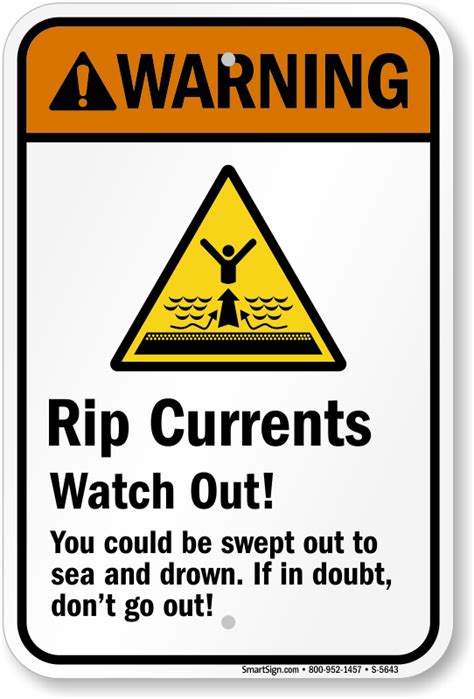 Warning Rip Currents Watch Out You Could Drown Sign Sku S 5643