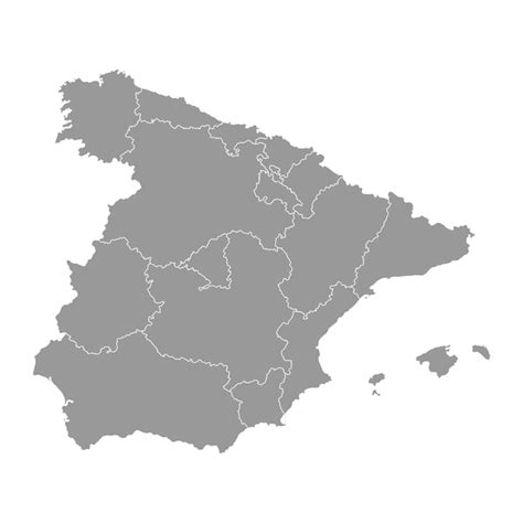 Mapa De Regiões Da Espanha Ilustração Vetorial Vetor Premium