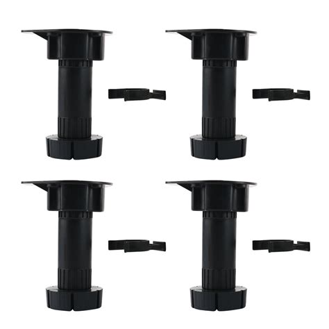 Adjustable Black Plastic Kitchen Cabinet Cupboard Plinth Foot Leg 4pcs