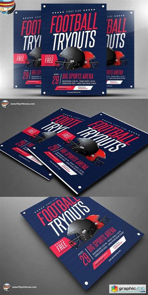 football tryouts flyer template   vector stock image photoshop icon