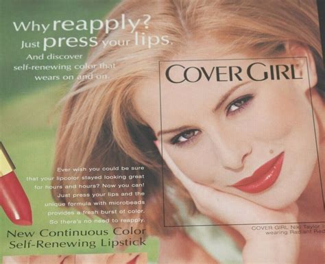 1996 Niki Taylor Cover Girl Radiant Red Lipstick Vintage Print Ad