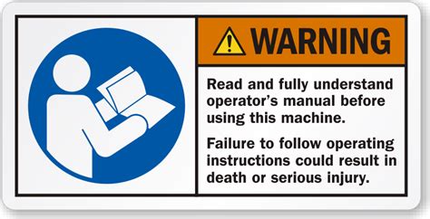 Warning Read And Fully Understand Operators Manual Label Sku Lb 2366