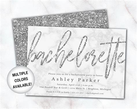 Silver Glitter Bachelorette Party Invitation Bachelorette Etsy