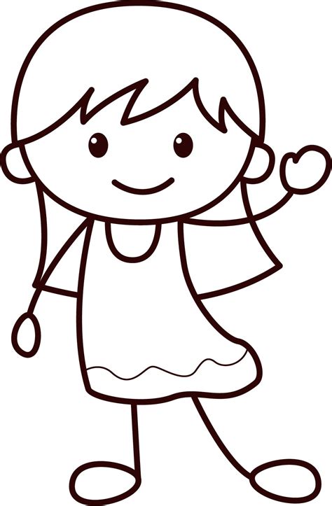 Happy Children Girl Coloring Page