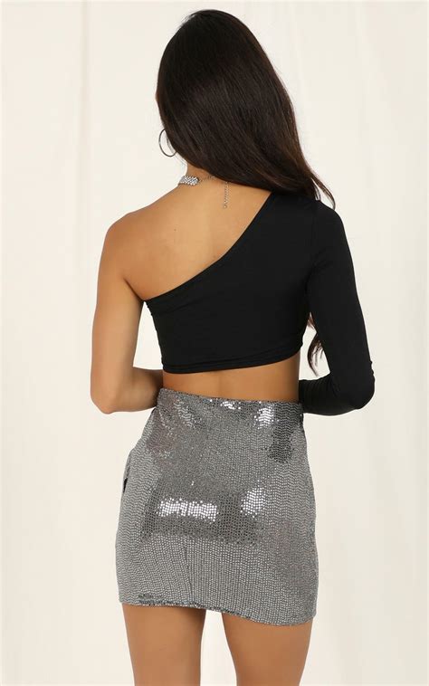 Champagne Supernova Skirt In Silver Sequin Showpo USA