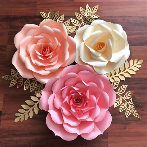 Diy Handle Giant Paper Flower Roses In Perfect Trio Variation Paper