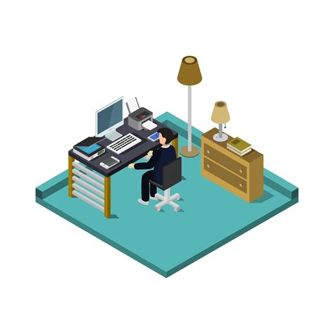 Isometric Office Room In Vector On White Background Download Free