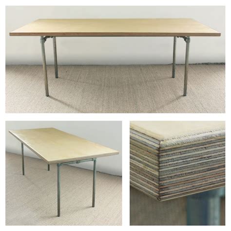 Build frame around underside of. Birch faced plywood table top and galvanised steel modular ...
