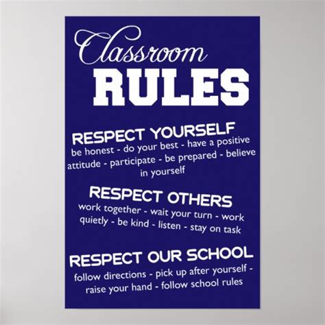 Classroom Rules Poster Posters Zazzle