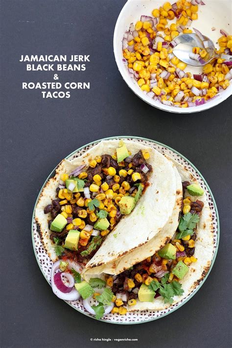 How to season black beans with red pepper? Jamaican Jerk Black Bean Tacos with Roasted Corn Salsa ...