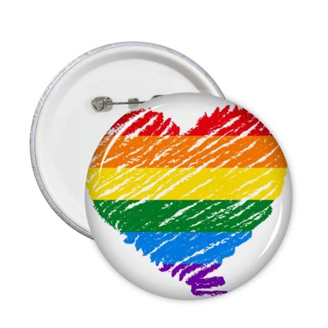 S Rainbow Gay Lesbian Heart Lgbt Pins Badge Button Emblem Accessory