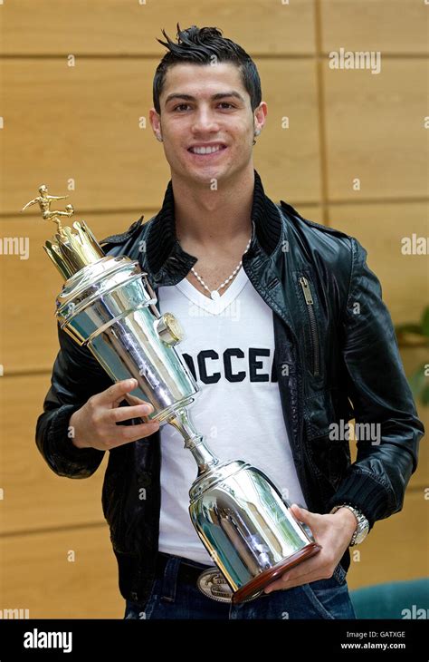 Manchester Uniteds Cristiano Ronaldo With The Players Player Of The