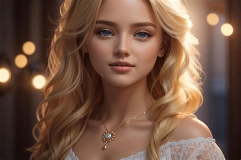 Premium Ai Image A Model With Blonde Hair And Blue Eyes Is Shown In A