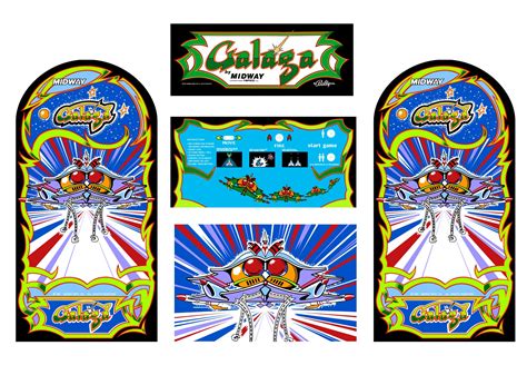 Galaga Arcade Game Side Art 3 Piece Decal Set Other Arcade Gaming